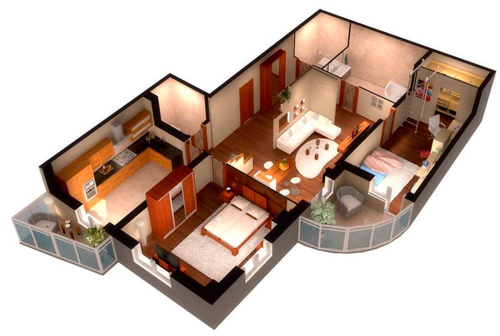 Дизайн квартиры 70 кв. м. – идеи обустройства, фото в интерьере комнат