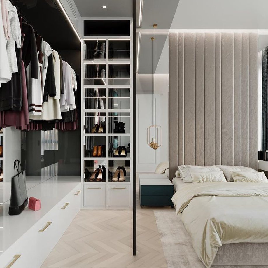 спальня 15 кв м с гардеробной интерьер дизайн