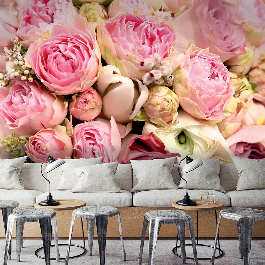 Необыкновенные фотообои розы в интерьере спальни: 25 красивых фото