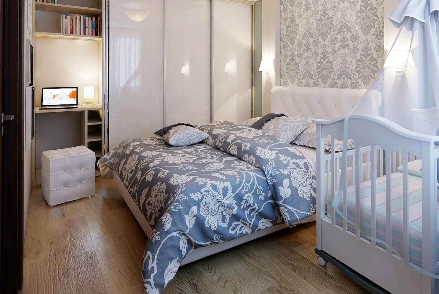 Советы по дизайну спальни с детской кроваткой: варианты оформления интерьера с фото