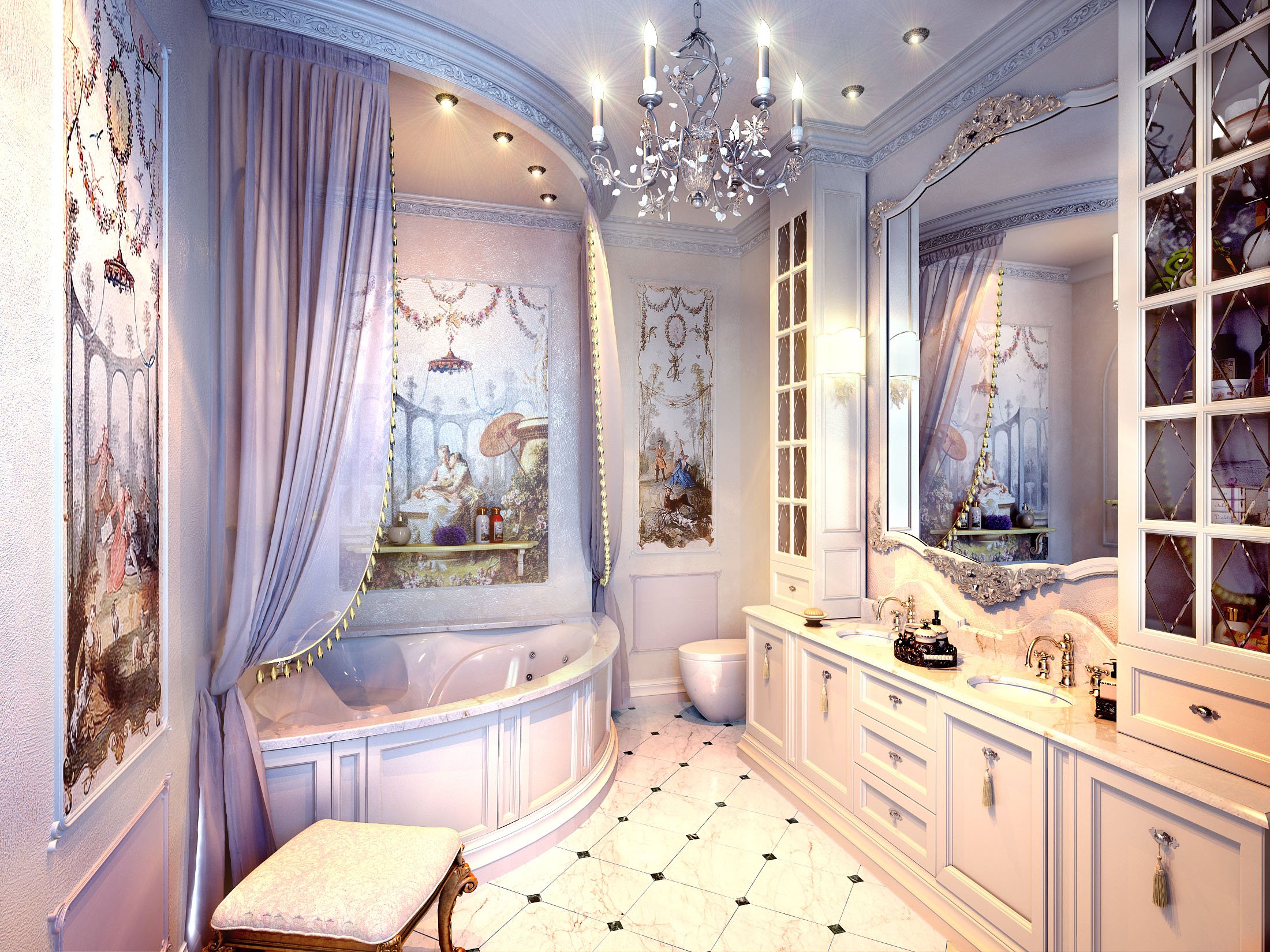 Ванная комната в стиле барокко: фото в интерьере