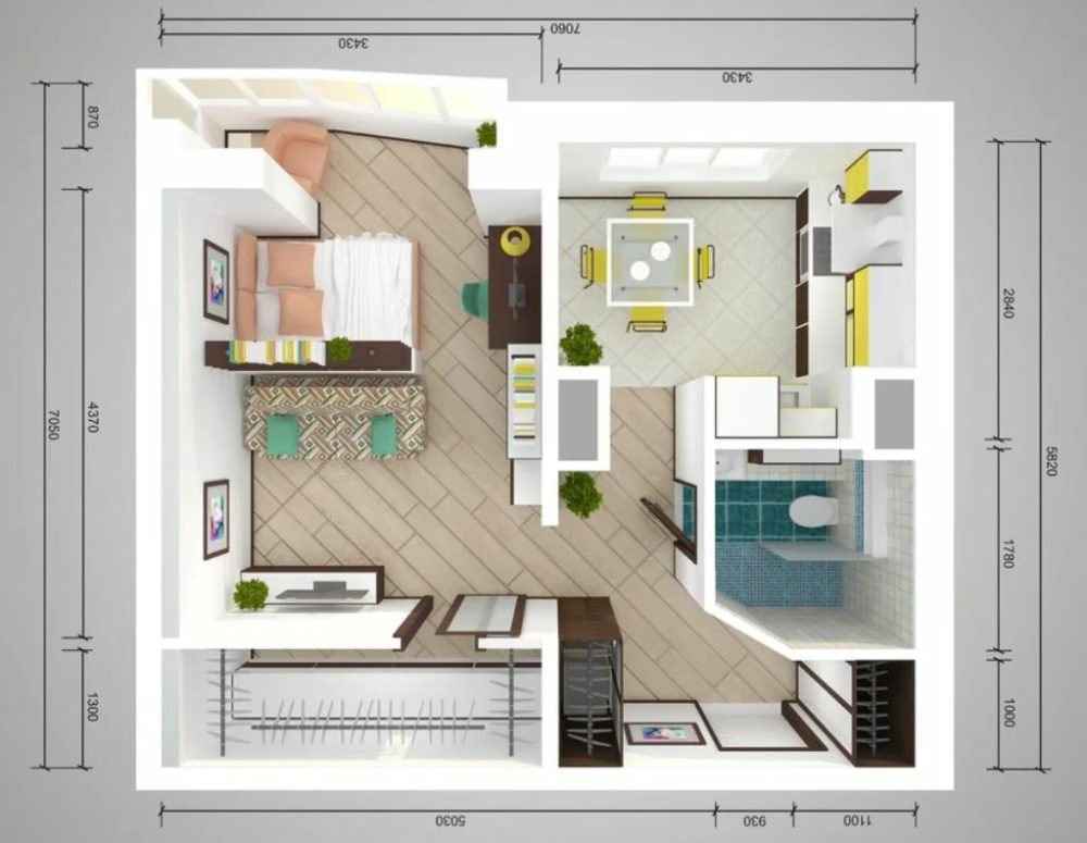 Дизайн квартиры 46 кв. м. - 120 фото необычных дизайнерских решений